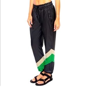 Koral Drawstring Track Pants Small NWOT Black Green